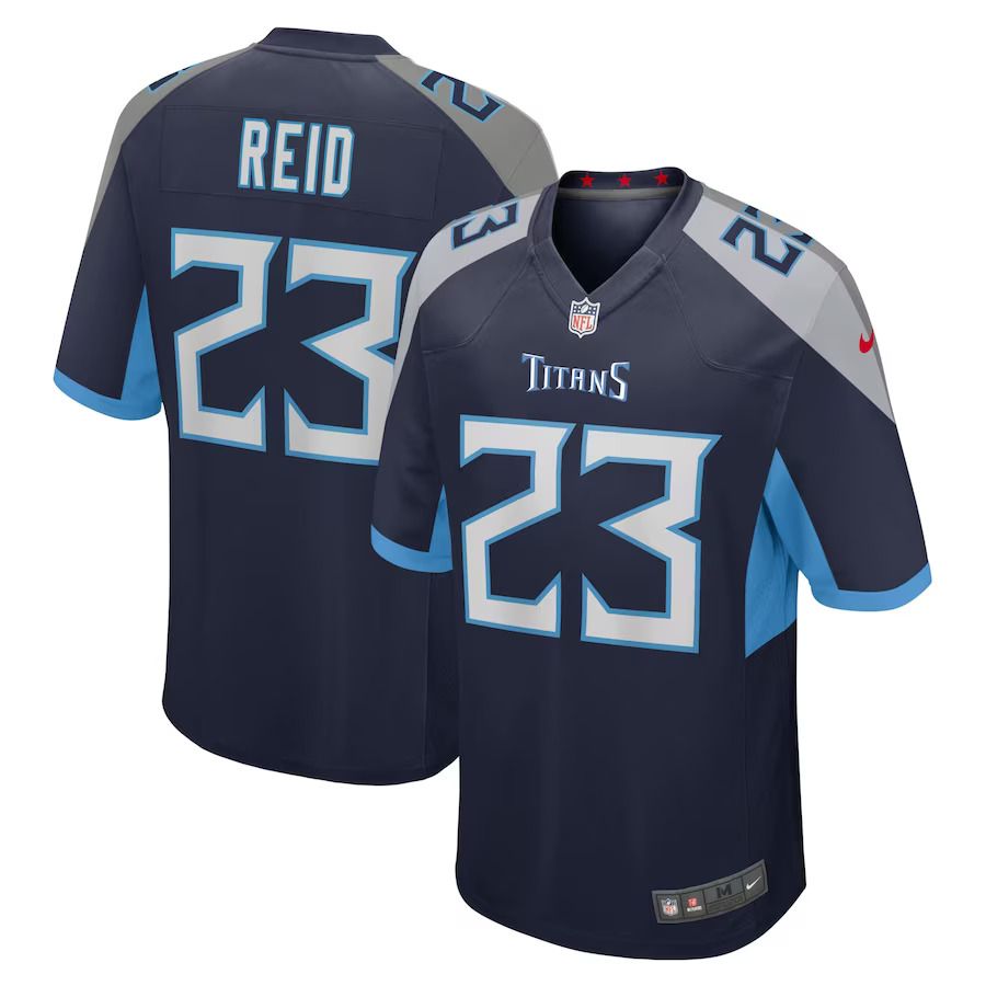 Men Tennessee Titans #23 John Reid Nike Navy Home Game Player NFL Jersey